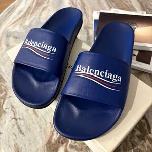 Balenciaga Royal Blue Logo Slides
